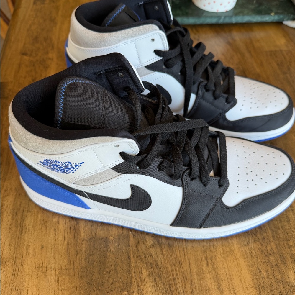Nike Air Jordan Black, White, and Blue Sneakers